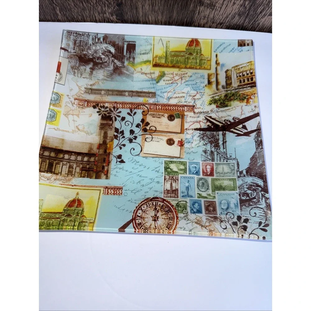 Set‎ 2- Postcard Photos Glass Plates Reverse Decorated Italy France Fringe 8